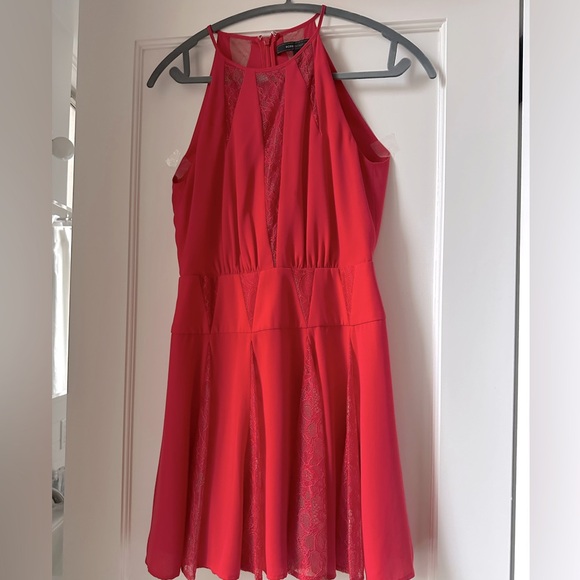 BCBG halter lace short dress. Red with a tint of coral. Size 0. - Picture 6 of 6